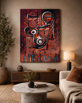 Tribal Harmony – Abstract Faces Wall Poster | Modern Ethnic Art Decor for Home & Office (Copy)