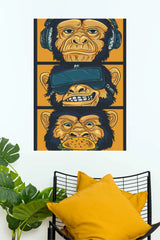 0003_Three_Wise_Monkeys_Pop_Art_Poster_Music_VR_Burger_Monkey_Wall_Art_Fun_Modern_Animal_Decor_Animal_Posters