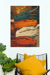 Elemental Dragon Wall Art Poster – Fantasy Dragon Portrait Print | Mythical Creature Home Decor | Animal Posters