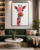 Pink Giraffe Pop Art – Modern Animal Wall Poster Colorful Giraffe Artwork for Home Decor
