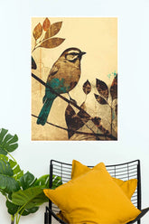 Aesthetic Japanese Sparrow Wall Art Poster – Vintage Botanical Bird Print | Nature-Inspired Home Decor Animal Posters