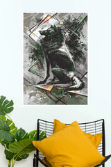 Abstract Wolf Wall Art Poster – Modern Geometric Wolf Print | Urban Wildlife Home Decor Animal Posters