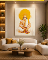 Divine Serenity – Meditating Lord Hanuman Wall Poster | Spiritual Hanuman Art for Home & Temple Decor