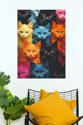 Colourful Cats Canvas Wall Art – Vibrant Cat Lover Poster | Animal Posters