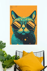 Retro Cool Cat – Sunglasses Canvas Wall Poster | Animal Posters