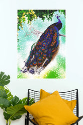 Royal Peacock Elegance – Colourful Bird Canvas Wall Poster | Animal Posters