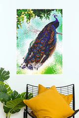 Royal Peacock Elegance – Colourful Bird Canvas Wall Poster | Animal Posters