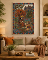 Divine Ram Darbar Madhubani Art Wall Poster Ram, Sita & Hanuman Canvas Print
