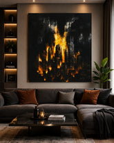 Apocalyptic Burning City Canvas Wall Poster Dark Abstract Skyline Art Print