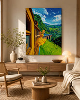 Scenic Train Journey Canvas Wall Art Wanderlust Landscape Travel Decor