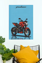 Bajaj Pulsar Red Sports Bike Wall Poster ( Bike Poster)