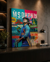 MS Dhoni Graffiti Canvas Wall Art | Captain Cool Cricket Legend Poster