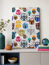 Mandalorian Helmet Canvas Wall Art – Colorful Star Wars Inspired Poster