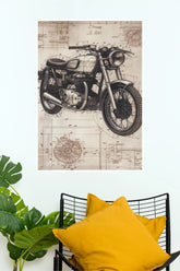 Vintage Bullet Motorcycle Blueprint Poster | Classic Cafe Racer Wall Art( Bike Poster)