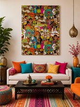 Indian Folk Art Canvas Wall Art – Colorful Hindu Spiritual & Heritage Poster