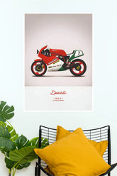 Ducati 750 F1 Vintage Racing Motorcycle Poster | Classic Ducati Wall Art | Bike Poster( Bike Poster)