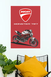 Ducati Monster 797 Motorcycle Premium Paper Poster | Red Superbike Wall Art Print( Bike Poster)