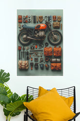 Vintage Adventure Motorcycle Premium Paper Poster | Classic Touring Bike Wall Art Print ( Bike Poster)
