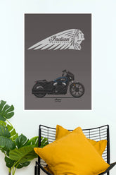 Indian Scout Rogue Motorcycle Wall Poster | Premium Cruiser Bike Art Print | Minimalist Paper Poster ( Bike Poster)