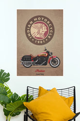 Indian Scout Sixty Vintage Motorcycle Wall Poster | Classic Bike Art Print | Retro Garage Decor ( Bike Poster)