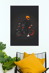 KTM 250 Duke Minimalist Rider Wall Art Poster | Orange & Black Motorcycle Decor ( Bike Poster)