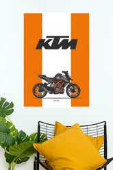 KTM Inspired Duke Motorcycle Wall Poster | Orange Racing Art Print ( Bike Poster)