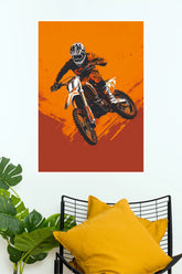 Motocross Rider Action Wall Poster | Off-Road Dirt Bike Racing Art Print ( Bike Poster)