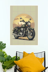 Retro Classic Motorcycle Wall Poster | Vintage Bike Illustration | Premium Matte Paper Print ( BIKE Poster)