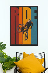 Ride Mountain Bike Wall Poster | Vintage Cycling Art | Premium Matte Paper Print( BIKE Poster)