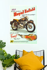 Royal Enfield Meteor 700 (1954) Vintage Advertisement Poster | Retro Motorcycle Wall Art ( BIKE Poster )