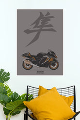 Suzuki GSX1300R Hayabusa Minimalist Wall Poster | Premium Superbike Art Print | Paper Poster bike Poster