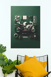 The Heart of the Machine Motorcycle Workshop Wall Poster | Premium Sport Bike Art Print | Paper Poster bike Poster