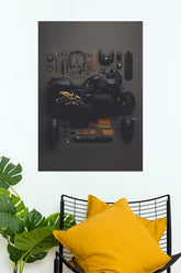 Torque & Detail Motorcycle Workshop Wall Poster | Premium Black Garage Art Print | Paper Poster bike Poster