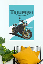 Triumph Speed Triple Motorcycle Wall Poster – Modern Sport Bike Art Print bike Poster