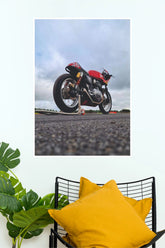 Classic Red Café Racer Motorcycle Wall Poster | Premium Matte Paper Print bike Poster