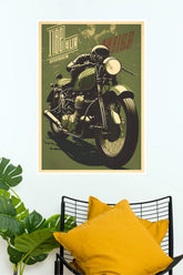 Vintage Classic Motorcycle Rider Wall Poster | Premium Matte Paper Printbike Poster