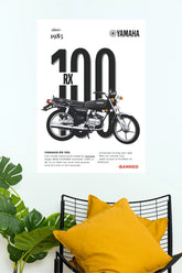 Yamaha RX100 Vintage Motorcycle Wall Poster | Premium Matte Paper Print bike Poster
