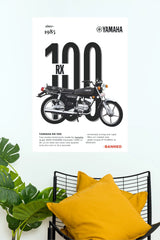 Yamaha RX100 Vintage Motorcycle Wall Poster | Premium Matte Paper Print bike Poster