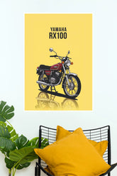 Yamaha RX100 Classic Motorcycle Wall Poster | Premium Matte Paper Print bike Poster