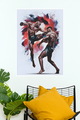 MMA Fight Action Poster | UFC-Inspired Martial Arts Wall Art | Combat Sports Decor Boxing Poster