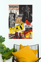 Rocky Boxing Therapy Vintage Collage Poster | Boxing Motivation Wall Art | Retro Boxing Gym Decor Print Boxing Poster