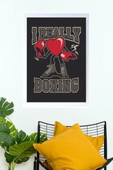 I Really Love Boxing Poster | Boxing Heart Wall Art | Motivational Boxing Gym Decor | Sports Lover Print Boxing Poster