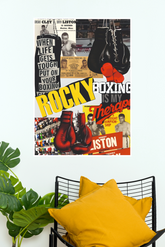 Rocky Boxing Therapy Vintage Collage Wall Art Poster | Classic Boxing Motivation Canvas Print | Sports Gym Room Decor Boxing Poster