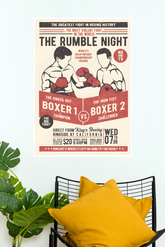 The Rumble Night Vintage Boxing Fight Poster | Retro Heavyweight Championship Wall Art | Classic Boxing Decor Print Boxing Poster