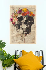 Floral Skull Vintage Collage Wall Art Poster | Gothic Botanical Anatomy Print (Darkness poster)