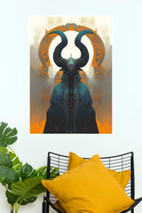 Horned Seraph Ixor – Dark Fantasy Mythic Wall Art Poster (Darkness poster)
