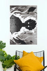 Awakened Spirit – Monochrome Anime Wall Art Poster (Darkness poster)
