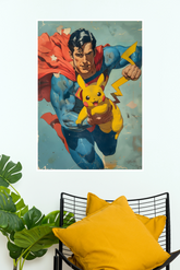 Superhero & Electric Monster Adventure Wall Poster | Vintage Comic Art Print (DC poster)