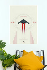 B-2 Spirit Stealth Bomber Minimalist Aviation Wall Poster ( Fighter Plane poster)
