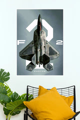 F-22 Raptor Top View Stealth Fighter Jet Wall Poster (Fighter Plane poster)